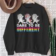 Dare To Be Different Dabbing Unicorn Pansexual Lgbt Pride Sweatshirt Gifts for Old Women