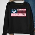 Distressed American Usa Flag With Peace Sign Sweatshirt Gifts for Old Women