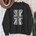 Distressed Union Jack Uk Flag In Black And White Vintage Sweatshirt Gifts for Old Women