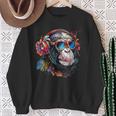 Dj Monkey Affen Mit Sonnenbrille Geschenkidee Affe Musik Sweatshirt Geschenke für alte Frauen