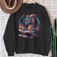 Dragons Reading Book Distressed Bookworms Dragons And Books Sweatshirt Gifts for Old Women