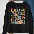 Easily Distracted By Dogs & Books Animals Book Lover Groovy Sweatshirt Gifts for Old Women