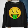 Emoticon Money Mouth Face With Dollar Sign Eyes Rich Sweatshirt Gifts for Old Women
