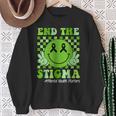 End The Stigma Mental Health Awareness Smile Face Green Sweatshirt Gifts for Old Women