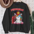 Firecorn Firefighter Unicorn With Red Fireman Helmet Fire Sweatshirt Gifts for Old Women