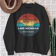 Flying Fishing Bass Salmon Fish Trout Lake Michigan Retro Sweatshirt Gifts for Old Women