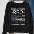 On Friday We Wear Red Support Our Troops American Flag Retro Sweatshirt Gifts for Old Women