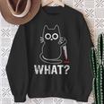 What Cat With Knife Graphic Sweatshirt Gifts for Old Women