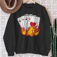 Poker 4 Aces Flames Texas Holdem Lucky Poker Sweatshirt Gifts for Old Women