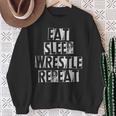 Vintage Wrestler Wrestling Eat Sleep Wrestle Repeat Sweatshirt Gifts for Old Women