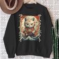 Gato Samurai Guerrero Japonés Ninja Kitty Kawaii Camisa de entrenamiento Regalos para ancianas