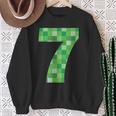 Green Pixel Number 7 7Th Birthday Gamer Number 7 Sweatshirt Gifts for Old Women