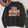 Groovy Two 2Nd Birthday 2 Year Old Peace Sign Smile Face Sweatshirt Gifts for Old Women