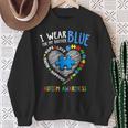 Heart I Wear Blue For My Brother Autism Awareness Month Sweatshirt Gifts for Old Women