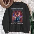 Heart Of Wolf Soul Of A Dragon Cool Dragon Wolf Warrior Sweatshirt Gifts for Old Women