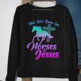 Horse Riding This Girl Runs Horses & Jesus Christian Sweatshirt Gifts for Old Women