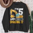 I'm Five 5 Year Old 5Th Birthday Boy Excavator Construction Sweatshirt Gifts for Old Women