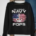 I'm A Proud Navy Pops With American Flag Veteran Sweatshirt Gifts for Old Women
