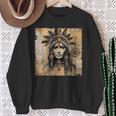 Indianerin Indian Häuptling Kopfschmuck Uhreinwohner Sweatshirt Geschenke für alte Frauen