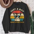 Just A Boy Who Loves Cats Themed Cat Owner Boy Kid Cat Lover Sweatshirt Gifts for Old Women
