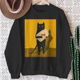 Katze Hält Goldfischglas-Kunstdesign Sweatshirt Geschenke für alte Frauen