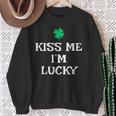 Kiss Me I'm Lucky St Patrick's Day Irish Luck Sweatshirt Gifts for Old Women