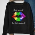 Kiss Whoever The Fuck You Want Vintage Lgbt Rainbow Sweatshirt Gifts for Old Women