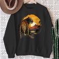 Leopard Savanne Sonnenuntergang Wildlife Safari Motiv Tierdruck Sweatshirt Geschenke für alte Frauen