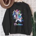 Thelma Name Personalisierbar Regenbogen-Einhorn Tupfen Personalisierbar Sweatshirt Geschenke für alte Frauen