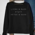 Love And Bass Instead Hetze And Hass Anti Nazi Techno Rave Sweatshirt Geschenke für alte Frauen