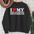 I Love My Hot Autistic Boyfriend Heart Autism Awareness Sweatshirt Gifts for Old Women