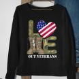 Love Our Veterans Day Proud Military Us Flag Men Women Sweatshirt Gifts for Old Women