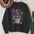 Mardi Gras Skull Top Hat Beads Mask New Orleans Louisiana Sweatshirt Gifts for Old Women