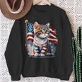 Memorial Day Cat 4Th Of July Patriotic Usa Flag Sweatshirt Gifts for Old Women