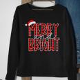 Merry And Bright Buffalo Plaid Red Santa Hat Christmas Xmas Sweatshirt Gifts for Old Women