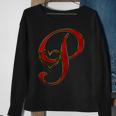 Monogram Initial Letter P Red Heart Sweatshirt Gifts for Old Women