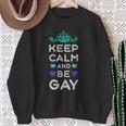 New Blue Gay Male Mlm Pride Flag Keep Calm & Be Gay Sweatshirt Gifts for Old Women