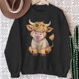 Niedliches Baby Highland Cow Mit Sonnenblumen Grafik Rinder Sweatshirt Geschenke für alte Frauen