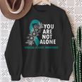 You Are Not Alone Sexual Assault Awareness Month Teal Ribbon Sweatshirt Gifts for Old Women