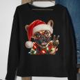 Peace Sign Hand French Bulldog Santa Christmas Dog Pajamas Sweatshirt Gifts for Old Women