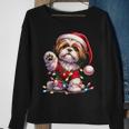 Peace Sign Hand Shih Tzu Santa Christmas Dog Pajamas Sweatshirt Gifts for Old Women