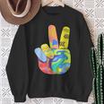 Peace Sign Hand Tie Dye Hippie 60S 70S 80S Boys Girls Sweatshirt Gifts for Old Women