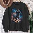 Precioso Caballo Con Cielo Relámpago Caballo Camisa de entrenamiento Regalos para ancianas