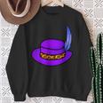 Purple Hat With Blue Feather & Cheetah Pattern Band Sweatshirt Gifts for Old Women