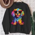 Rainbow Cute Dog Wearing Glasses Heart Puppy Love Dog Sweatshirt Gifts for Old Women