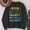 Retro Earth Day Save Bees Rescue Animals Recycle Plastics Sweatshirt Gifts for Old Women