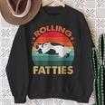 Retro Fat Kitten Cat Rolling Fatties Sweatshirt Gifts for Old Women