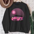 Retro Sonnenuntergang & Sportwagen Grafik Sweatshirt, Stilvoller Print Geschenke für alte Frauen