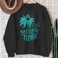 Retro Tanned And Tipsy Cocktail Lover Beach Vacation Sweatshirt Gifts for Old Women