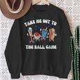 Retro Take Me Out Tothe Ball Game Baseball Hot Dog Bat Ball Sweatshirt Gifts for Old Women